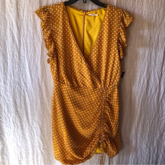 Tularosa Huntington polka dot dress in mustard size M - Picture 2 of 9